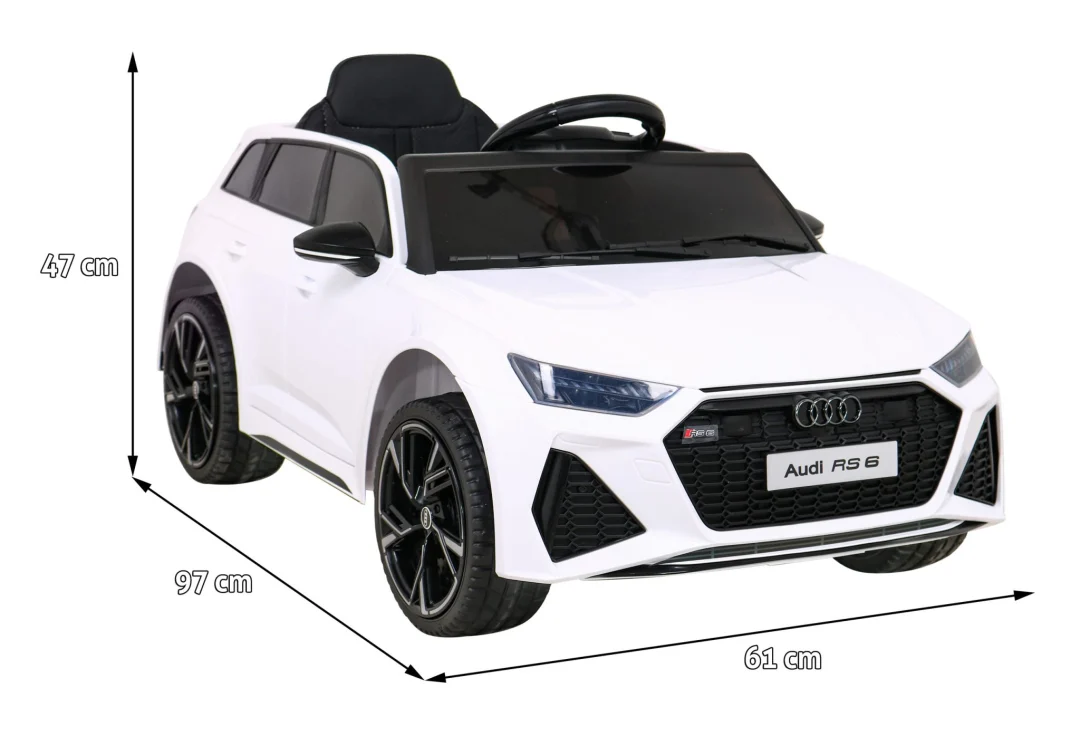Audi RS 6 električni automobil za djecu bijeli + daljinski upravljač + EVA kotači + spori, bijela_2