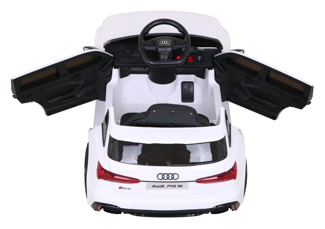 Audi RS 6 električni automobil za djecu bijeli + daljinski upravljač + EVA kotači + spori, bijela_7