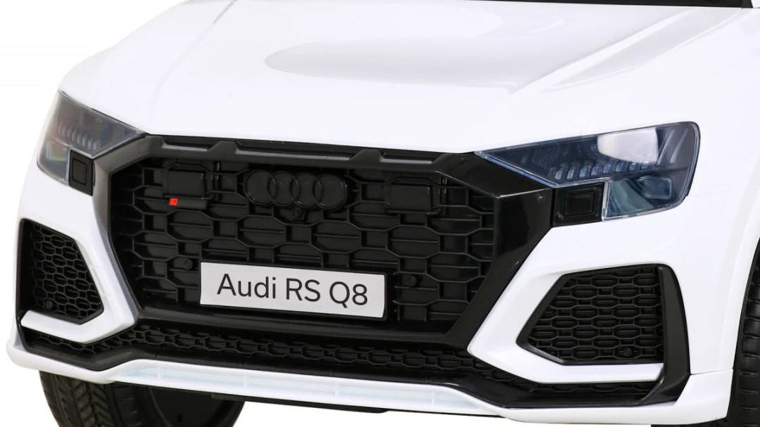 Audi RS Q8 Automobil na baterije bijeli + Daljinski upravljač + Sporo paljenje + EVA + LED, bijela_12