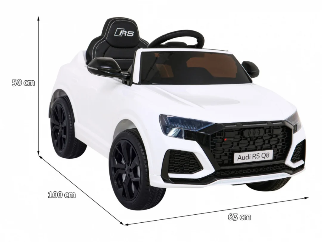 Audi RS Q8 Automobil na baterije bijeli + Daljinski upravljač + Sporo paljenje + EVA + LED, bijela_2