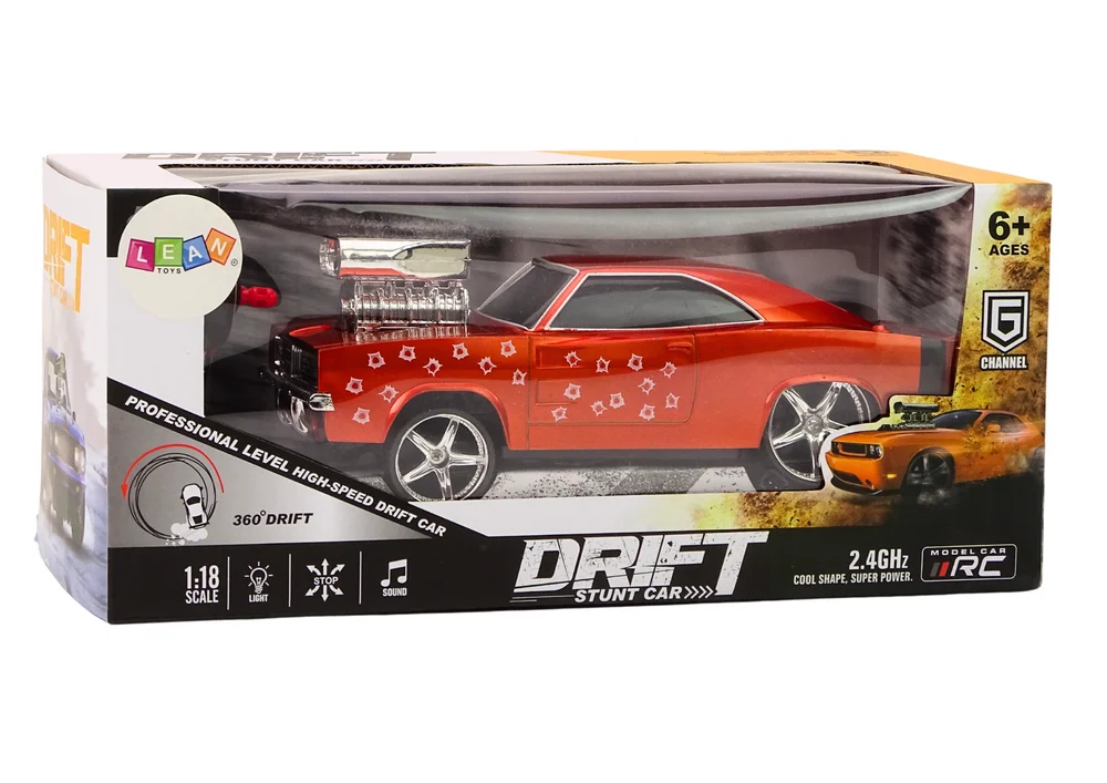 Auto na daljinsko upravljanje 1:18 Drift 360 svjetla zvuci crveno_5