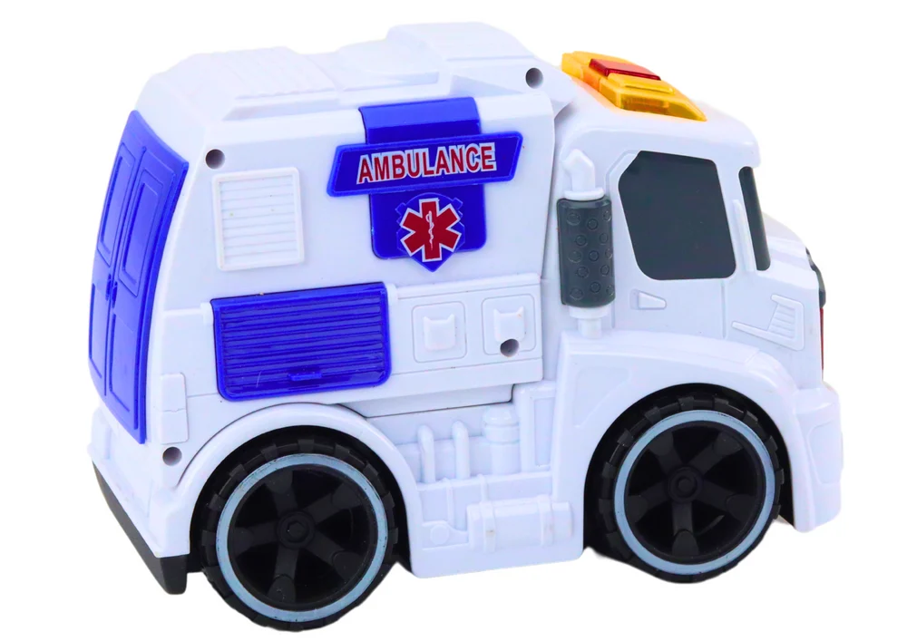 Automobil hitne pomoći, svjetla i zvukovi, bijeli, 19 × 14 × 10 cm_3
