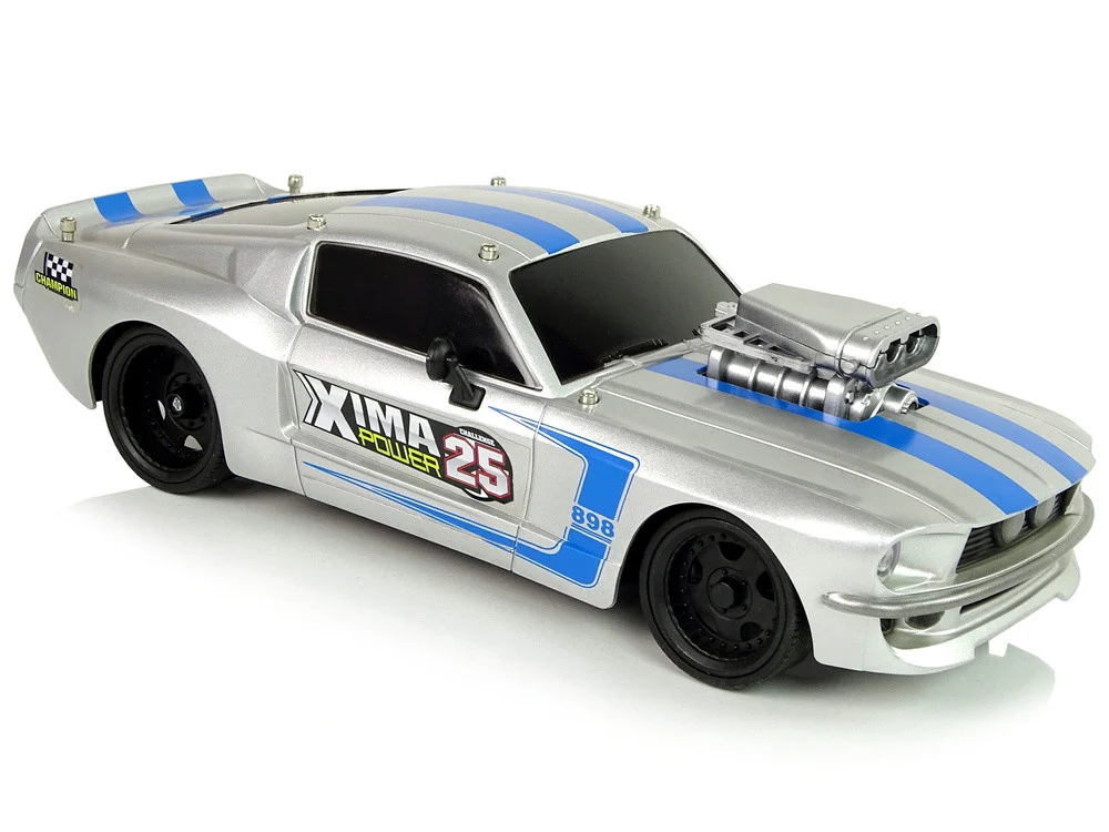 Automobil na daljinsko upravljanje, srebrno-plave pruge, 1:16_3