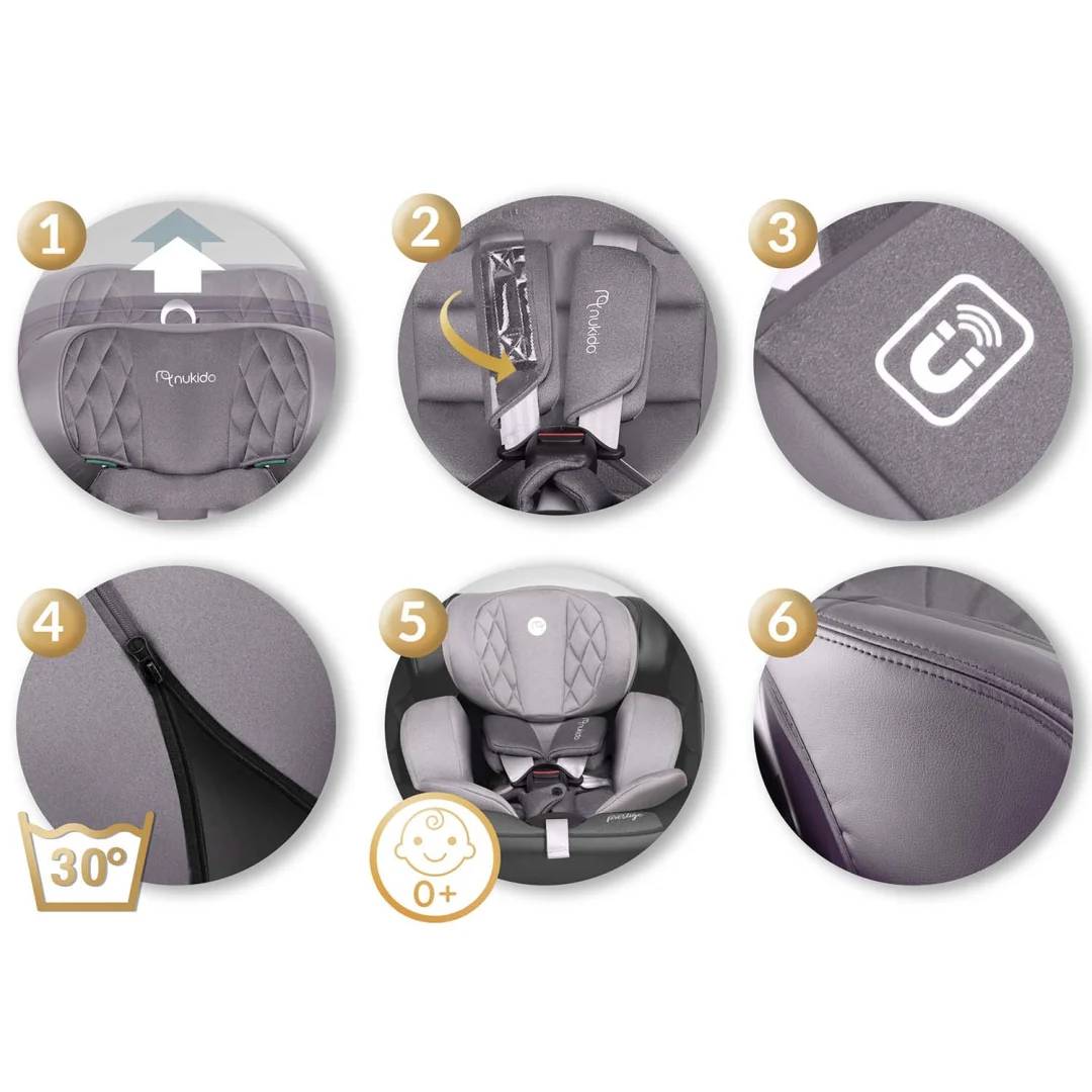 Autosjedalica Nukido Prestige Line 0–36 kg, siva, ISOFIX_11