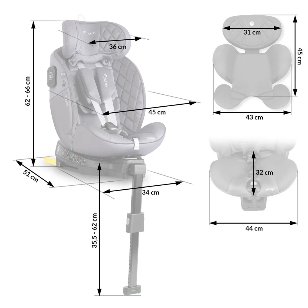 Autosjedalica Nukido Prestige Line 0–36 kg, siva, ISOFIX_4