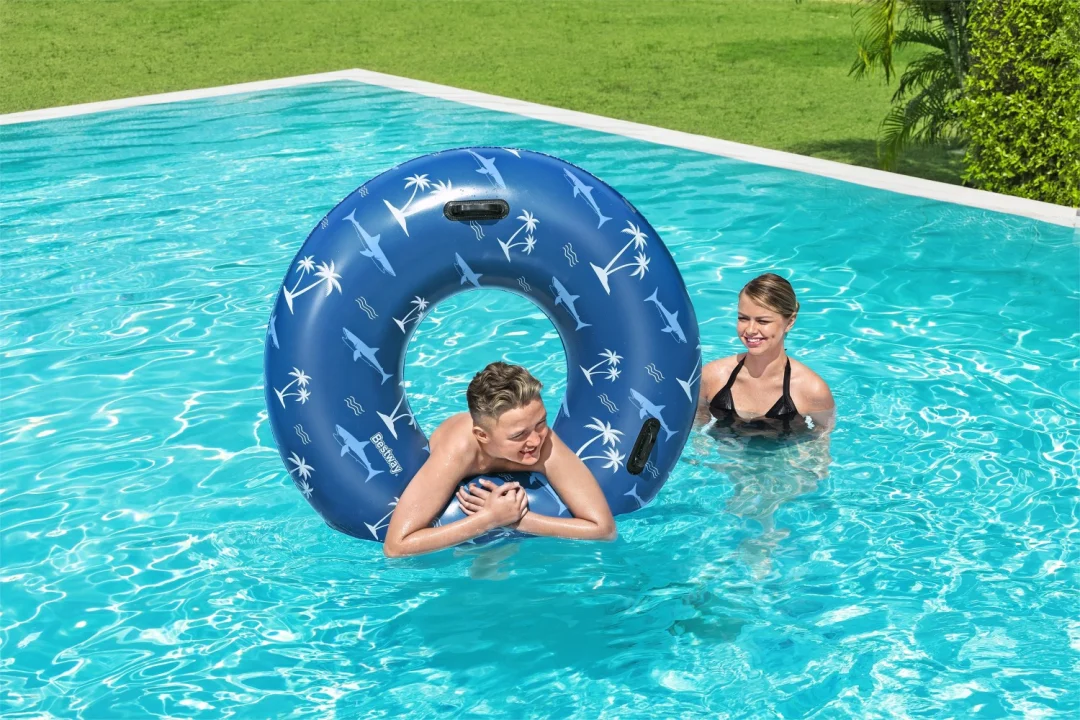 BESTWAY Plavi morski psi Prsten za plivanje 119 cm Vinil + 2 ručke, plava_11