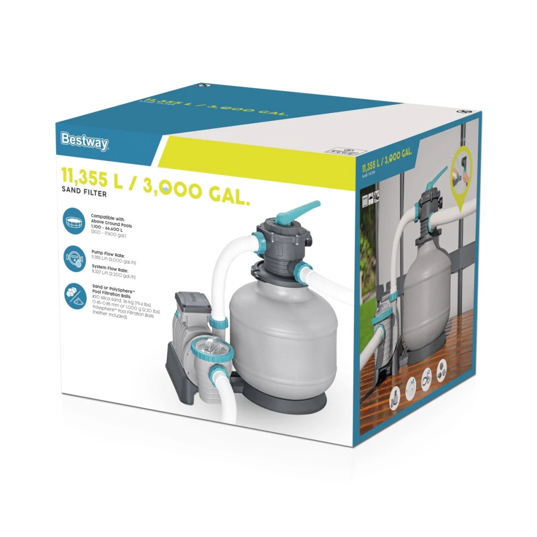 BESTWAY pumpa za pješčani filter za bazene 11355 l + priključci + crijeva_14