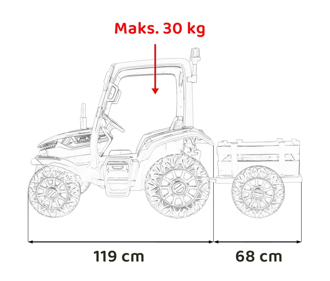 BLAST traktor s prikolicom crveni 24V_3