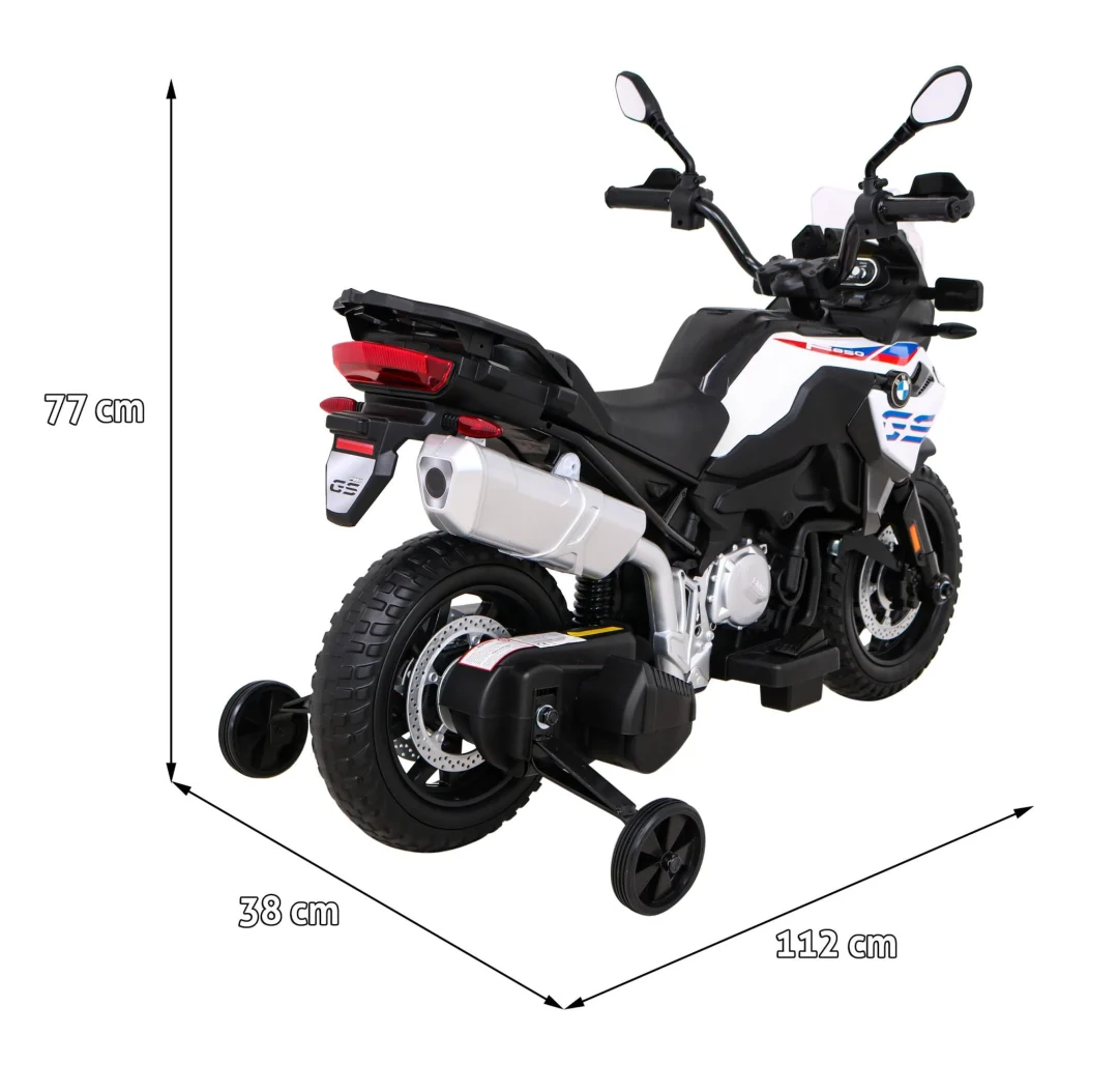 BMW F850 GS dječji motocikl na baterije bijeli + pomoćni kotači + audio LED + spori start, bijela motor na akumulator_2