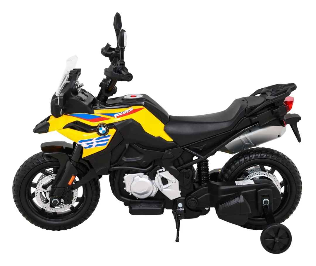 BMW F850 GS dječji motocikl na baterije žuti + pomoćni kotači + audio LED + spori start + EVA, žuta motor na akumulator_4