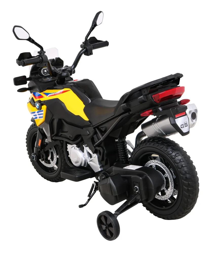 BMW F850 GS dječji motocikl na baterije žuti + pomoćni kotači + audio LED + spori start + EVA, žuta motor na akumulator_5