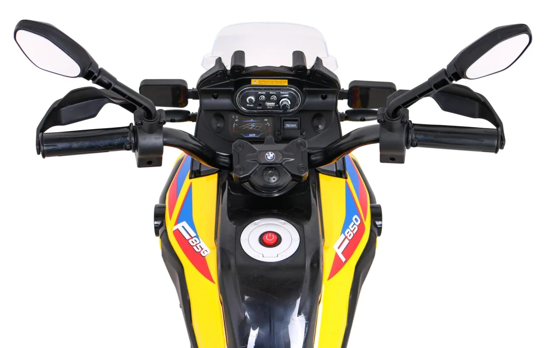 BMW F850 GS dječji motocikl na baterije žuti + pomoćni kotači + audio LED + spori start + EVA, žuta motor na akumulator_8