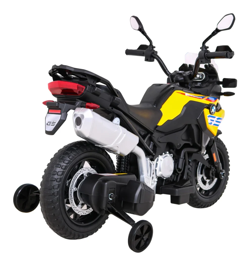BMW F850 GS dječji motocikl na baterije žuti + pomoćni kotači + audio LED + spori start + EVA, žuta motor na akumulator_9