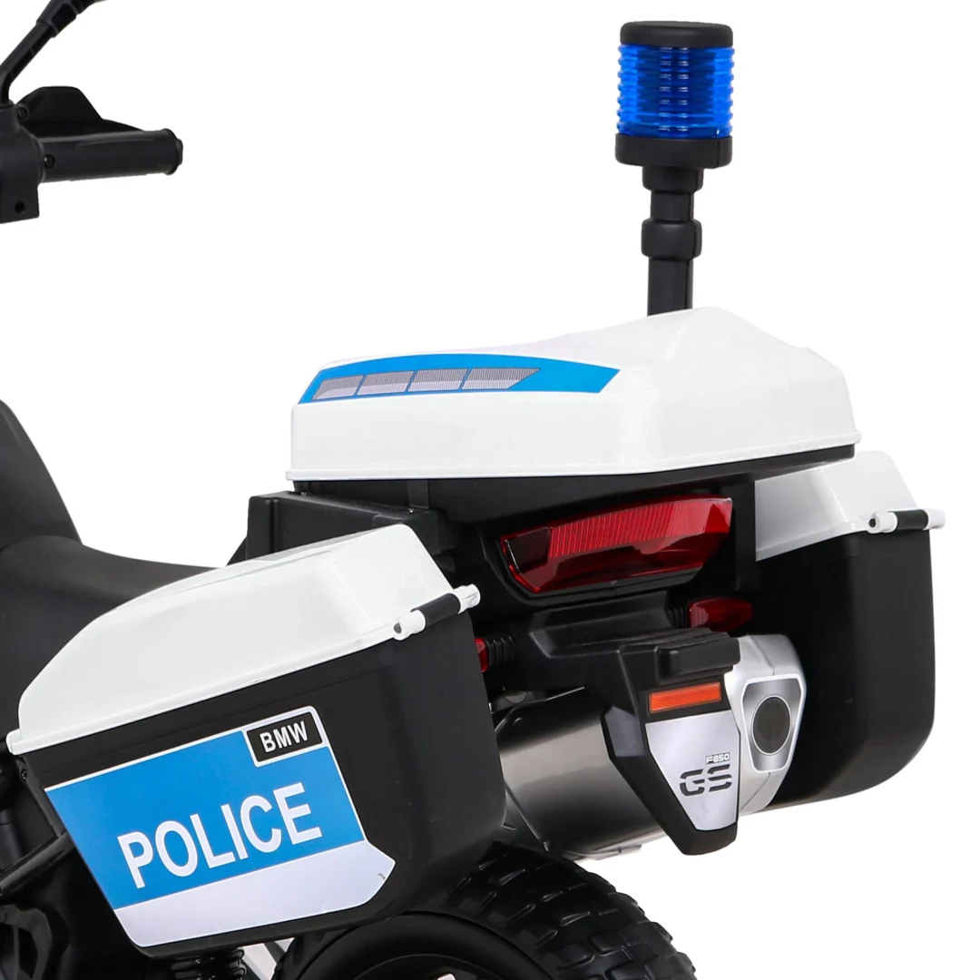 BMW F850 GS policijski motocikl na baterije za djecu + pomoćni kotači + sirena + svjetla + 2 kofera motor na akumulator_13