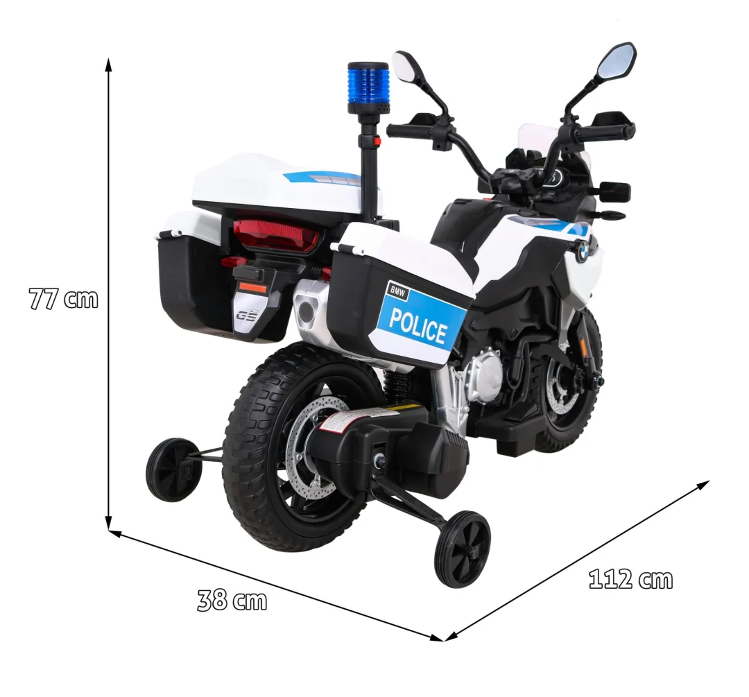 BMW F850 GS policijski motocikl na baterije za djecu + pomoćni kotači + sirena + svjetla + 2 kofera motor na akumulator_2