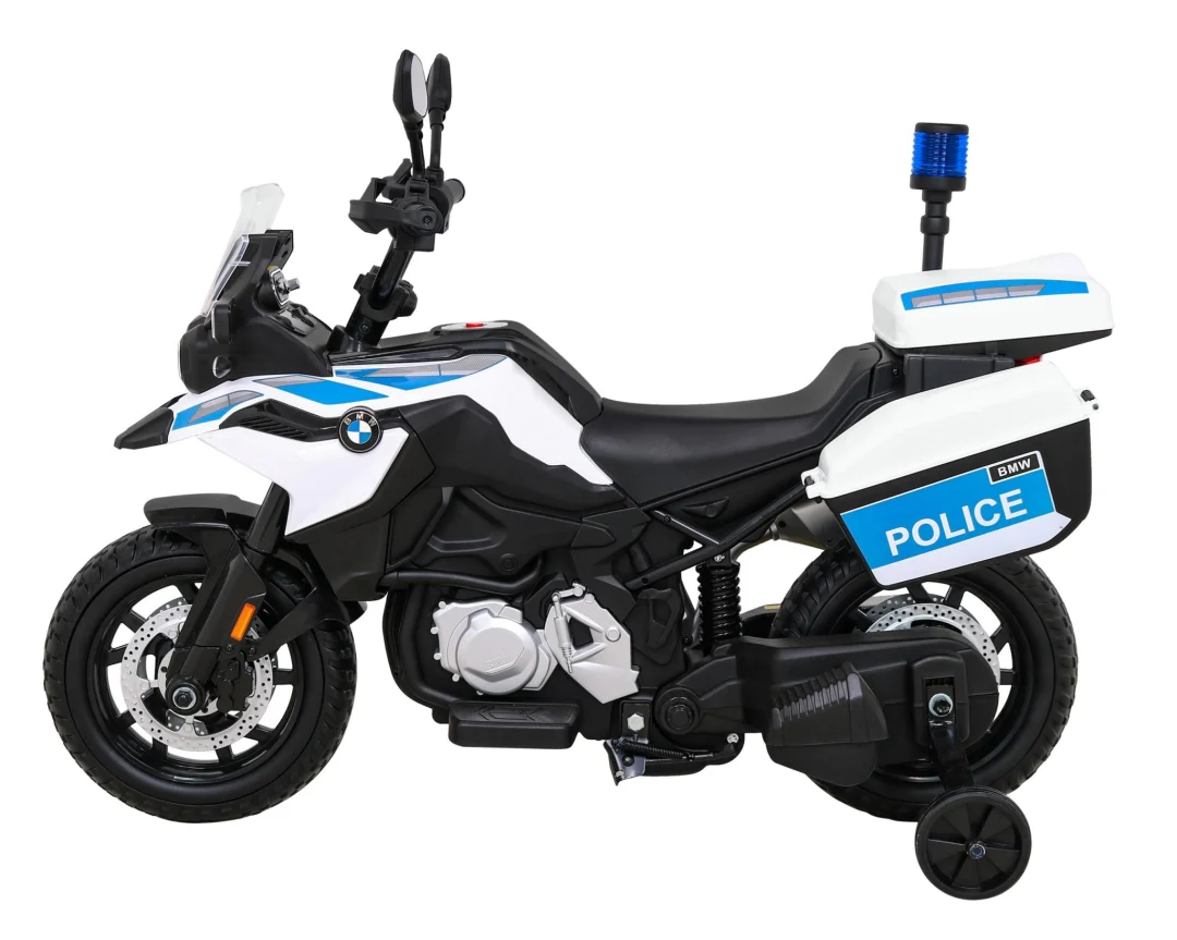 BMW F850 GS policijski motocikl na baterije za djecu + pomoćni kotači + sirena + svjetla + 2 kofera motor na akumulator_4