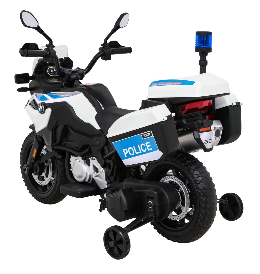 BMW F850 GS policijski motocikl na baterije za djecu + pomoćni kotači + sirena + svjetla + 2 kofera motor na akumulator_5