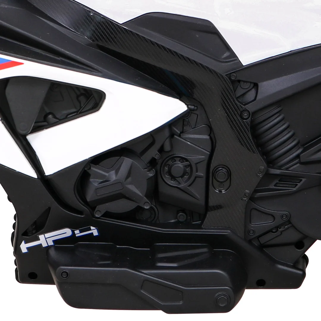 BMW HP4 Dječji motocikl na baterije, bijeli + 3 kotača + LED + MP3 USB + eko koža, bijela motor na akumulator_11