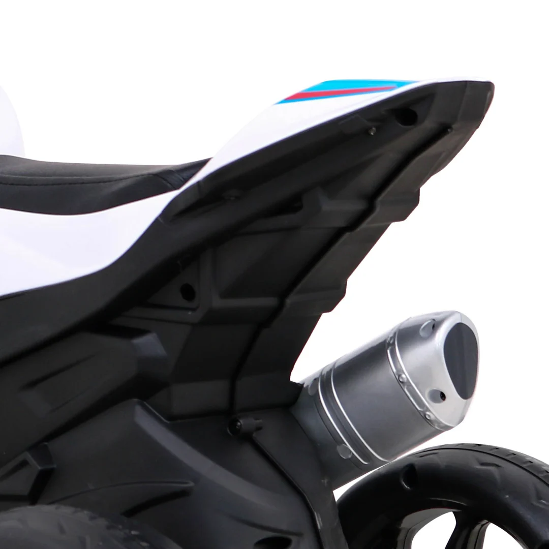 BMW HP4 Dječji motocikl na baterije, bijeli + 3 kotača + LED + MP3 USB + eko koža, bijela motor na akumulator_12