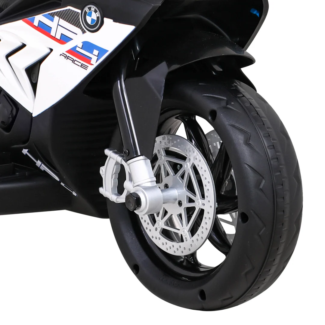 BMW HP4 Dječji motocikl na baterije, bijeli + 3 kotača + LED + MP3 USB + eko koža, bijela motor na akumulator_13