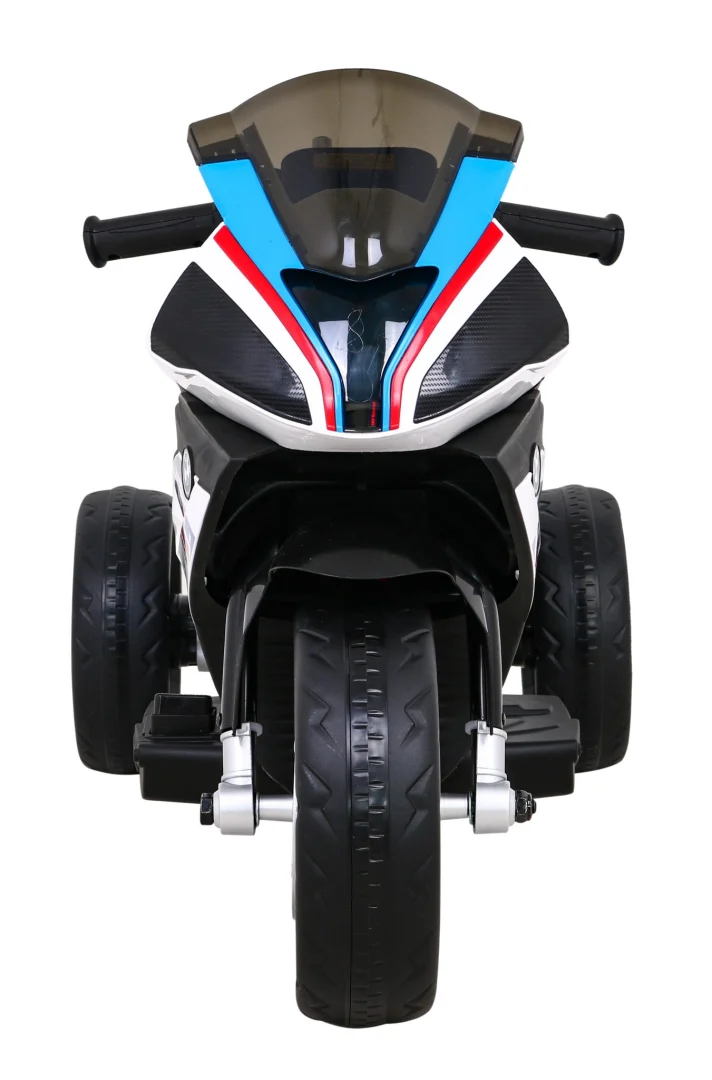 BMW HP4 Dječji motocikl na baterije, bijeli + 3 kotača + LED + MP3 USB + eko koža, bijela motor na akumulator_3