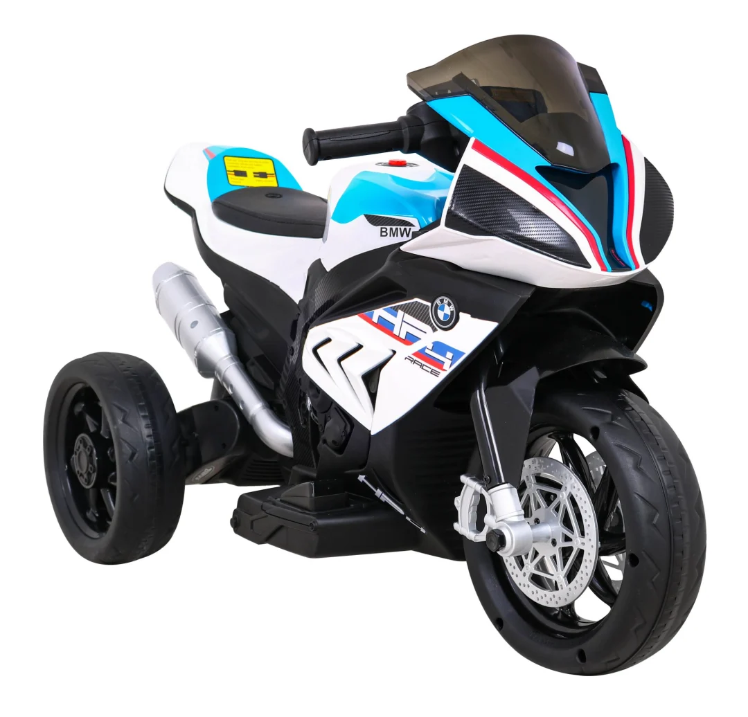 BMW HP4 Dječji motocikl na baterije, bijeli + 3 kotača + LED + MP3 USB + eko koža, bijela motor na akumulator_9