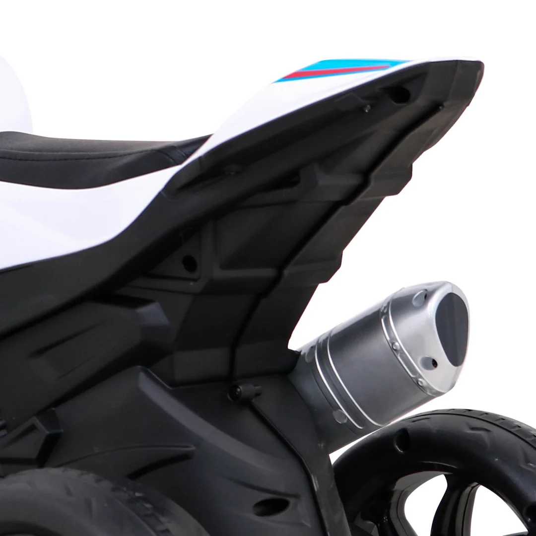 BMW HP4 Dječji motocikl na baterije, plavi + 3 kotača + LED + MP3 USB + eko koža, plava motor na akumulator_13