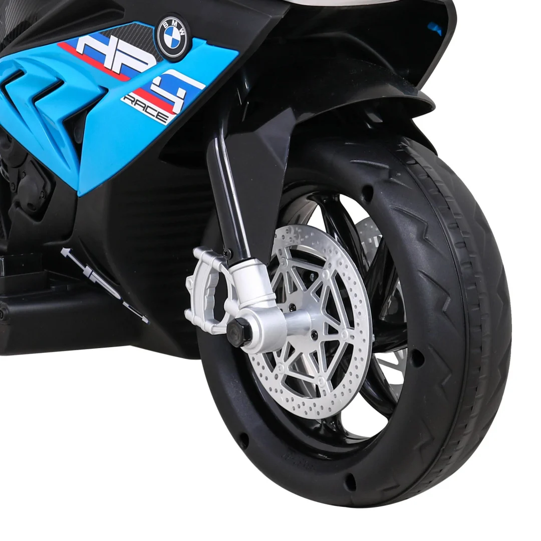 BMW HP4 Dječji motocikl na baterije, plavi + 3 kotača + LED + MP3 USB + eko koža, plava motor na akumulator_14