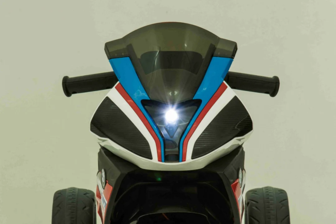 BMW HP4 Dječji motocikl na baterije, plavi + 3 kotača + LED + MP3 USB + eko koža, plava motor na akumulator_15