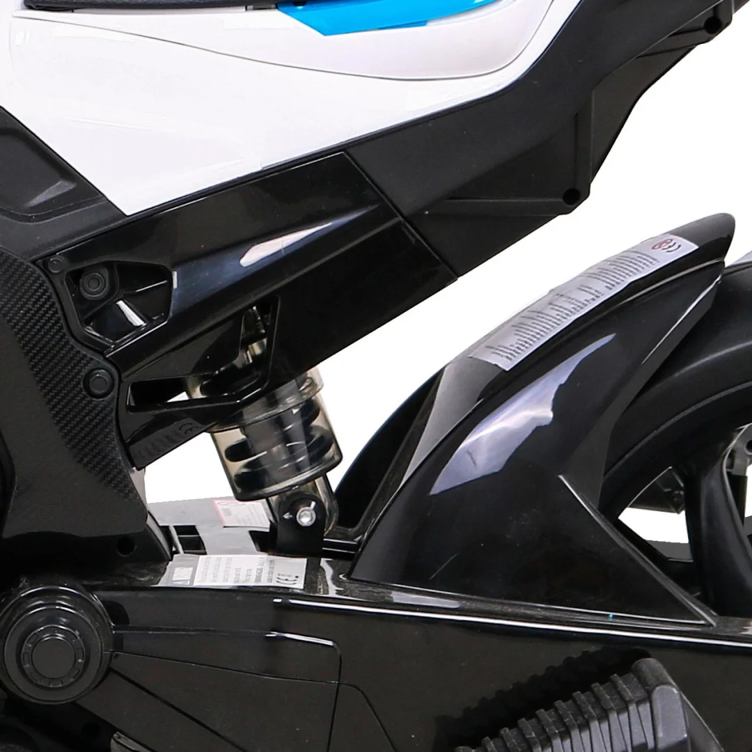 BMW HP4 dječji motocikl na baterije, bijeli + pomoćni kotači + spori start + EVA + MP3 LED, bijela motor na akumulator_11