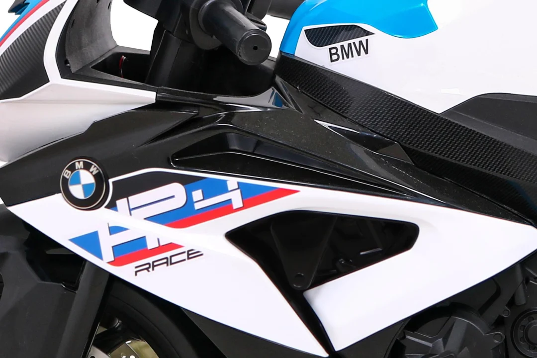 BMW HP4 dječji motocikl na baterije, bijeli + pomoćni kotači + spori start + EVA + MP3 LED, bijela motor na akumulator_13