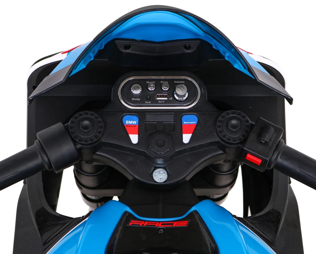 BMW HP4 dječji motocikl na baterije, bijeli + pomoćni kotači + spori start + EVA + MP3 LED, bijela motor na akumulator_7