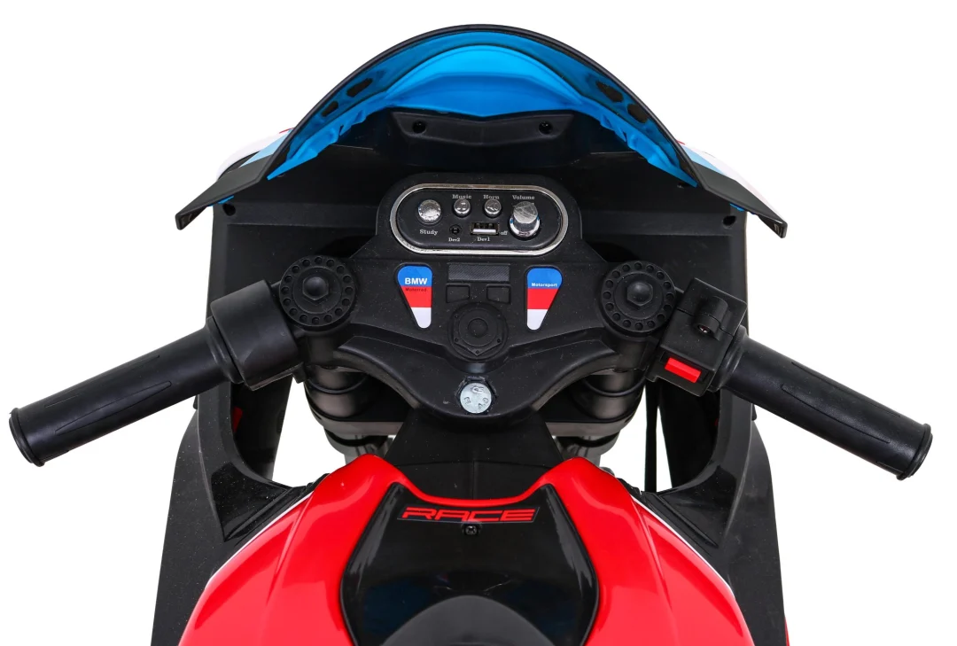 BMW HP4 dječji motocikl na baterije, crveni + pomoćni kotači + spori start + EVA + MP3 LED, crvena motor na akumulator_6