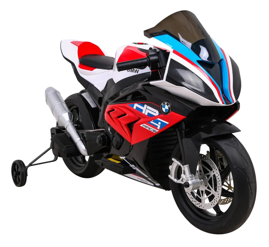 BMW HP4 dječji motocikl na baterije, crveni + pomoćni kotači + spori start + EVA + MP3 LED, crvena motor na akumulator_9