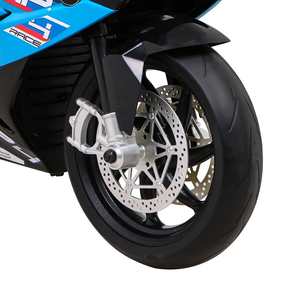 BMW HP4 dječji motocikl na baterije, plavi + pomoćni kotači + spori start + EVA + MP3 LED, plava motor na akumulator_15