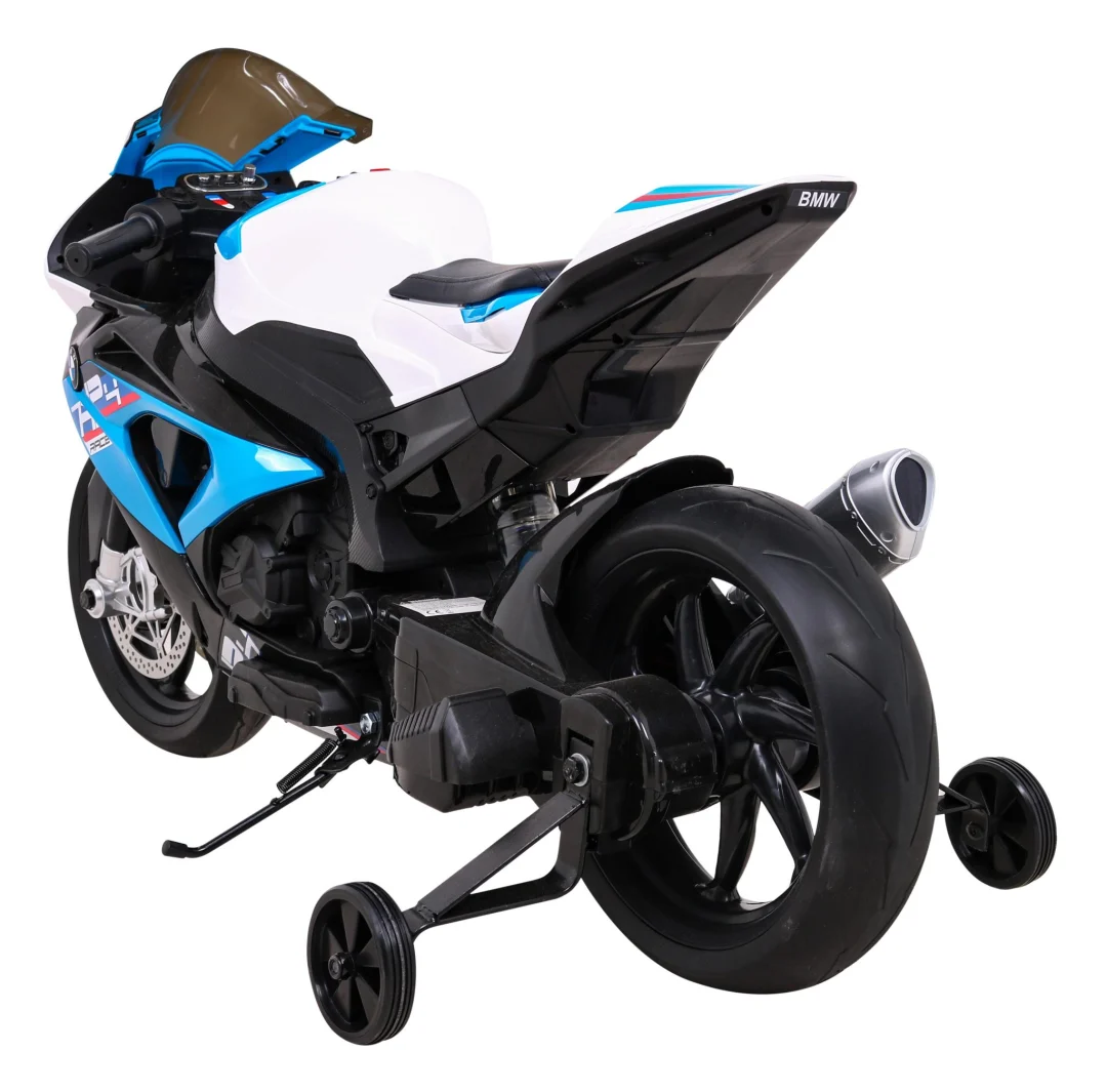 BMW HP4 dječji motocikl na baterije, plavi + pomoćni kotači + spori start + EVA + MP3 LED, plava motor na akumulator_5