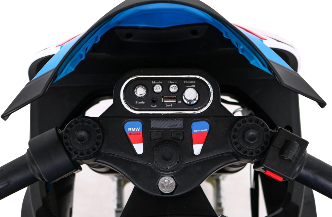 BMW HP4 dječji motocikl na baterije, plavi + pomoćni kotači + spori start + EVA + MP3 LED, plava motor na akumulator_7