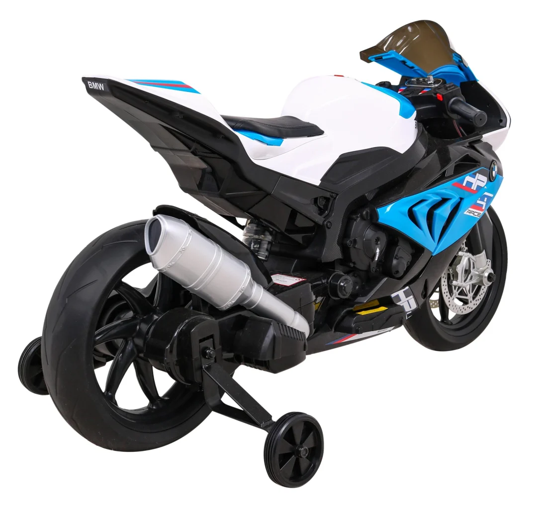 BMW HP4 dječji motocikl na baterije, plavi + pomoćni kotači + spori start + EVA + MP3 LED, plava motor na akumulator_9