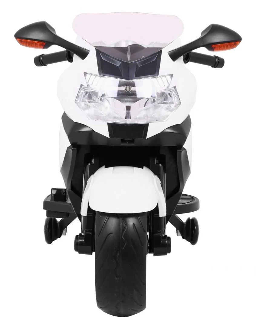 BMW K1300S Dječji motocikl na baterije, bijeli + pomoćni kotači + zvukovi, svjetla + spori, bijela_3