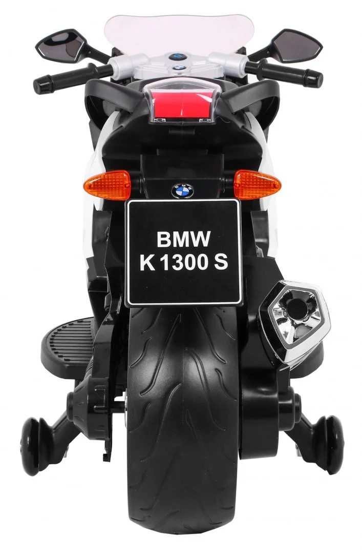 BMW K1300S Dječji motocikl na baterije, bijeli + pomoćni kotači + zvukovi, svjetla + spori, bijela_6