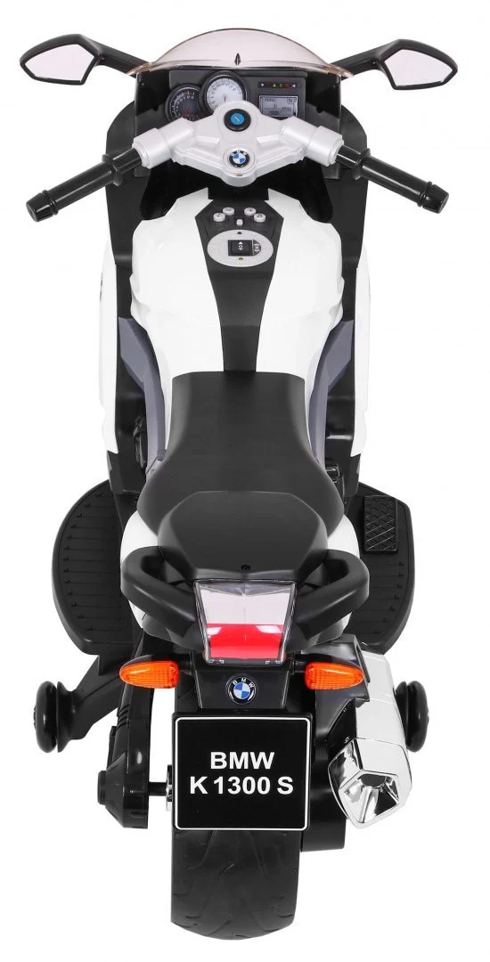 BMW K1300S Dječji motocikl na baterije, bijeli + pomoćni kotači + zvukovi, svjetla + spori, bijela_7