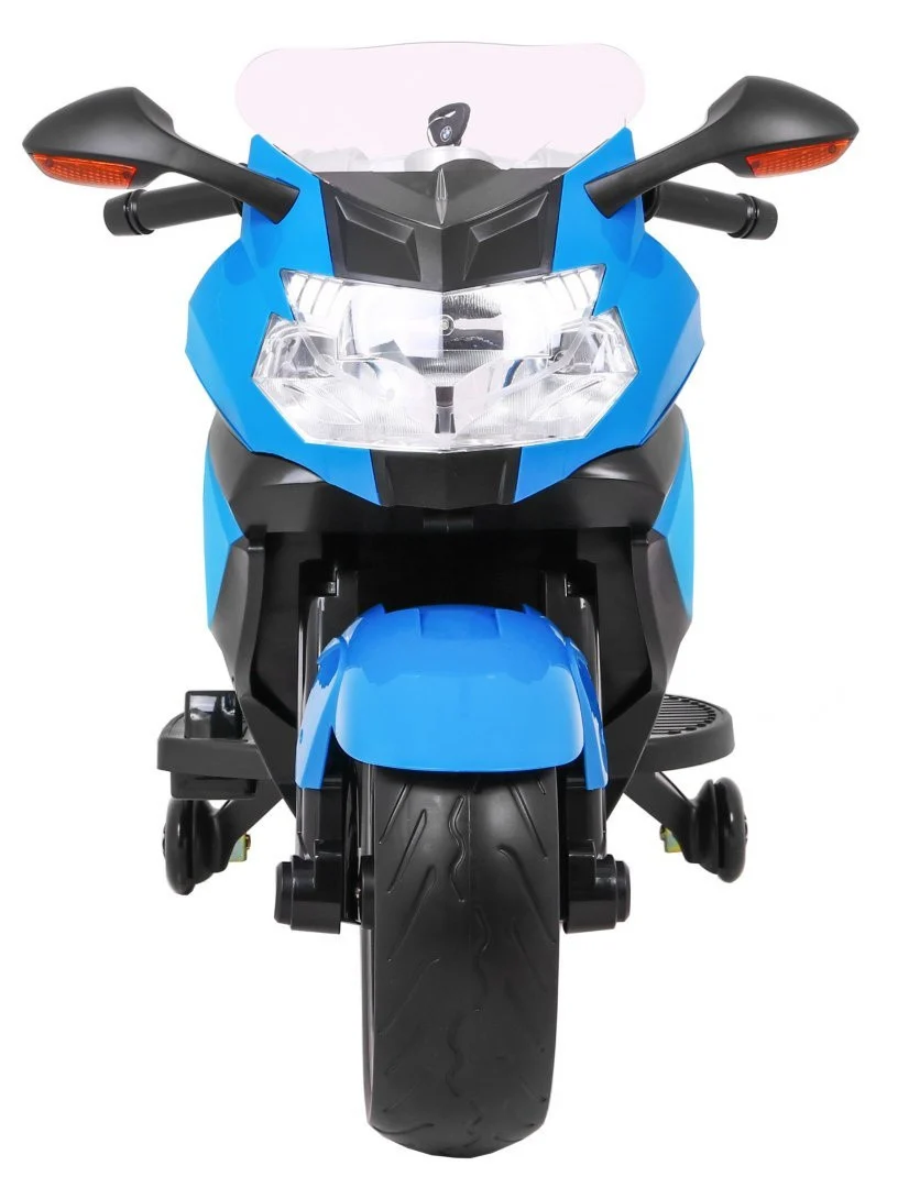 BMW K1300S Dječji motocikl na baterije, plavi + pomoćni kotači + zvukovi, svjetla + spori, plava_3