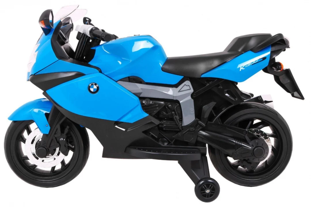 BMW K1300S Dječji motocikl na baterije, plavi + pomoćni kotači + zvukovi, svjetla + spori, plava_4