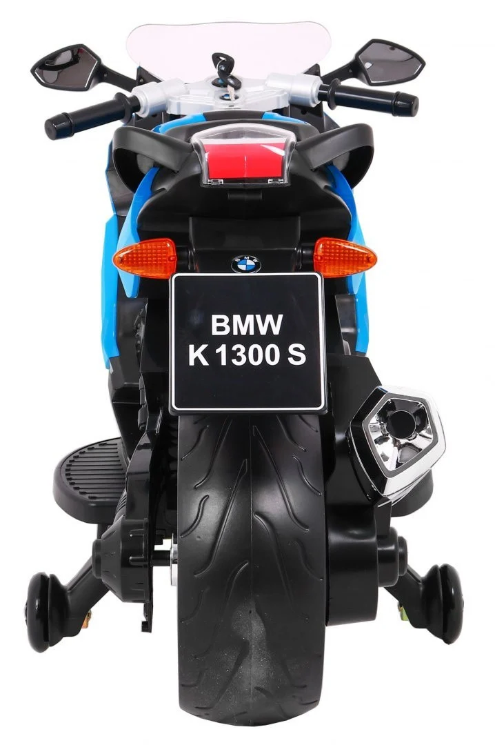BMW K1300S Dječji motocikl na baterije, plavi + pomoćni kotači + zvukovi, svjetla + spori, plava_6
