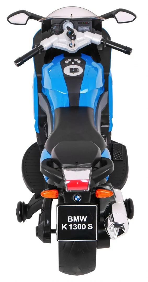 BMW K1300S Dječji motocikl na baterije, plavi + pomoćni kotači + zvukovi, svjetla + spori, plava_7