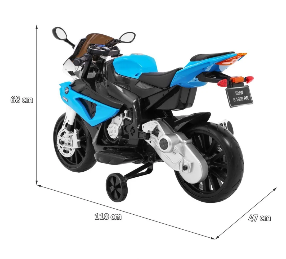 BMW S1000 RR Dječji motocikl na baterije, plavi + pomoćni kotači + oslonac, plava motor na akumulator_2