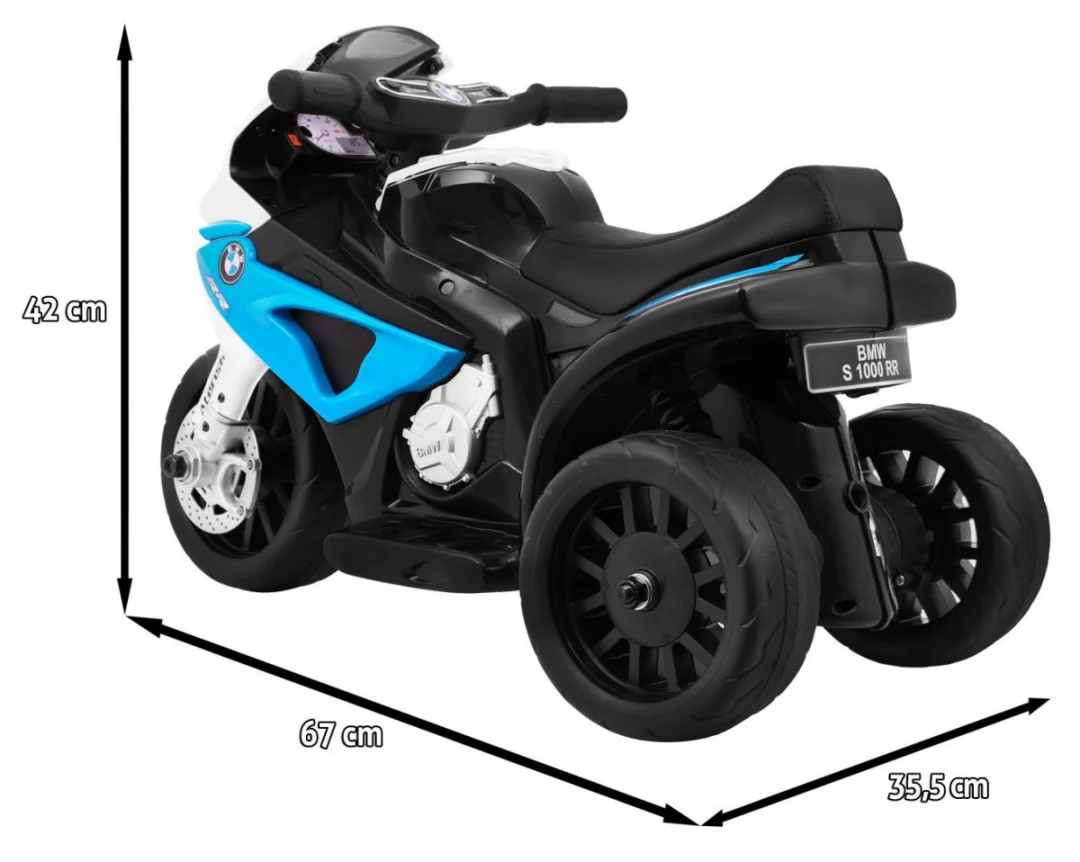BMW S1000 RR mini motocikl na baterije za djecu, plavi + 3 kotača + zvukovi + LED, plava motor na akumulator_2