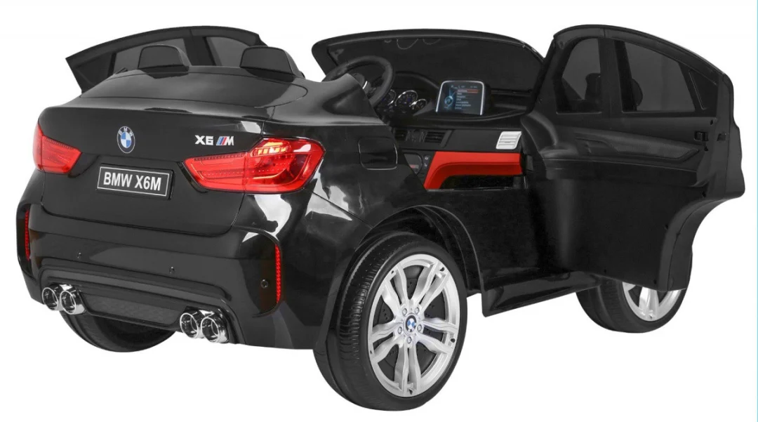 BMW X6M XXL za 2 djece crni lakirani SUV + Daljinski upravljač + Eko koža, crna_11