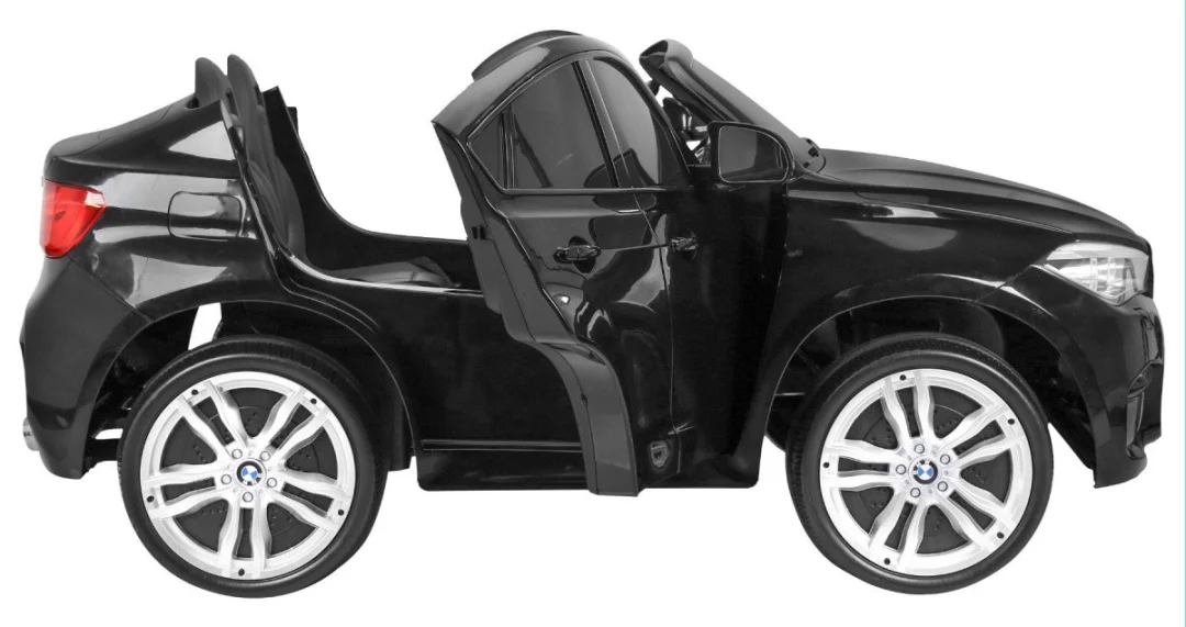 BMW X6M XXL za 2 djece crni lakirani SUV + Daljinski upravljač + Eko koža, crna_12