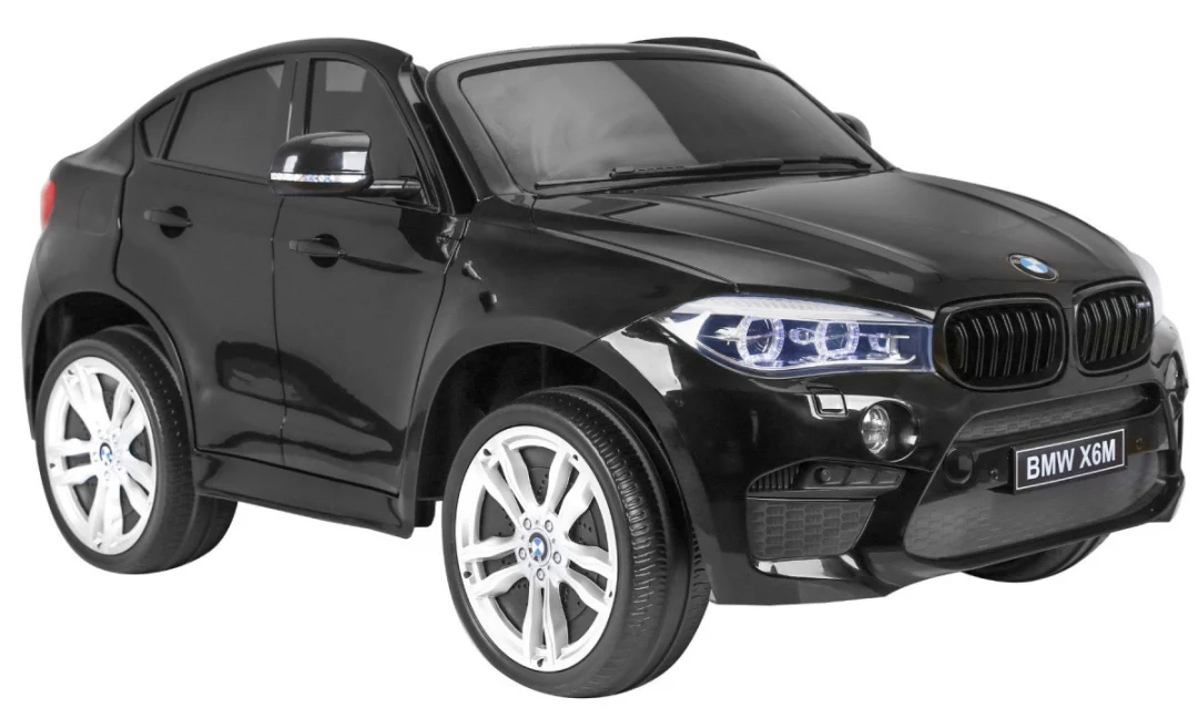 BMW X6M XXL za 2 djece crni lakirani SUV + Daljinski upravljač + Eko koža, crna_14